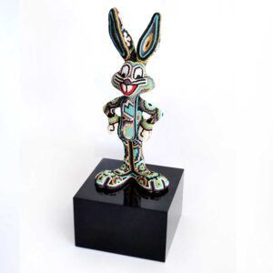 Conejo de arte huichol con base especial