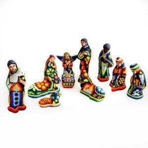 11 Piece Huichol Nativity Set: A Mexican Masterpiece in Pewter and Multicolor Beads