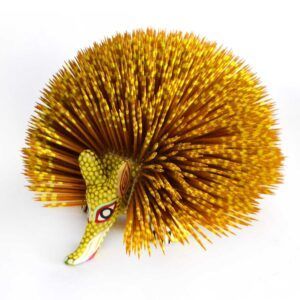 Giant Porcupine: Unique Handcrafted Alebrije in Yellow Tones