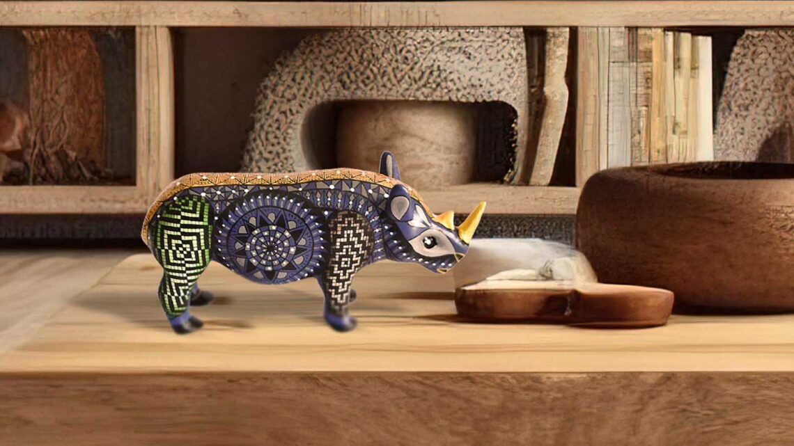 Alebrije Rhinoceros - Silent Force in Carved Wood