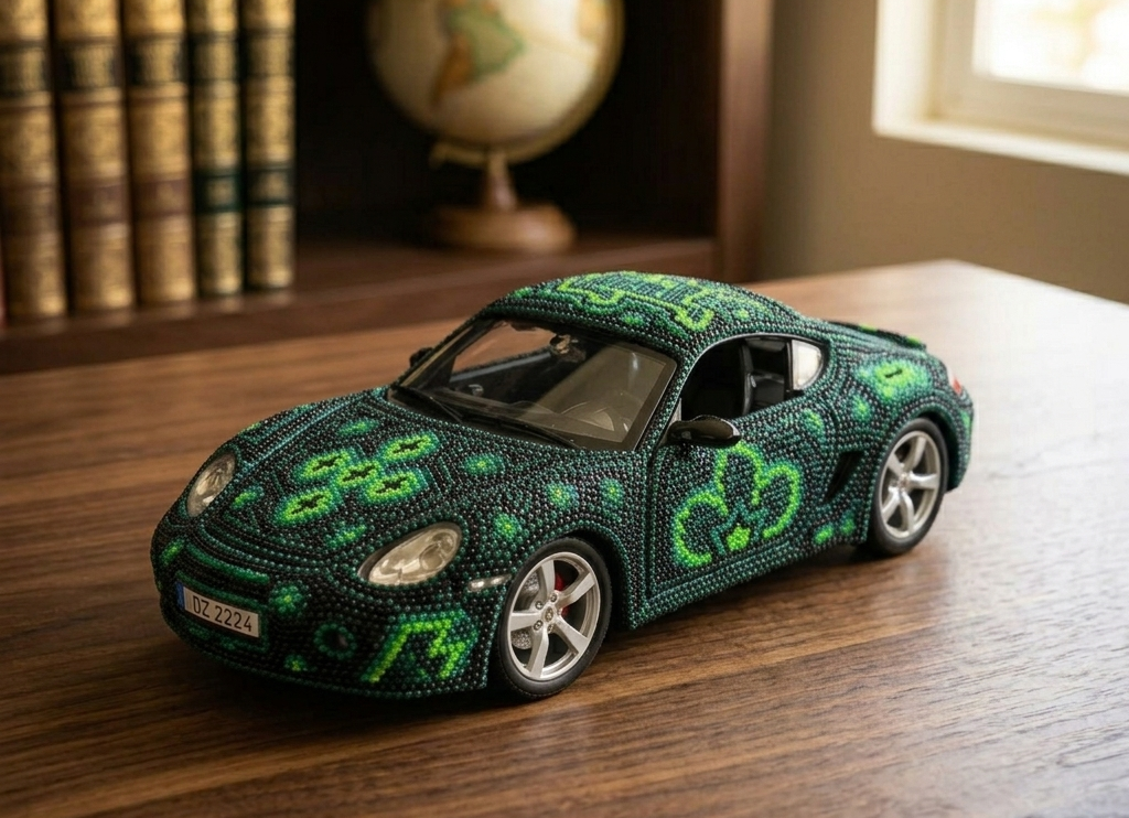 Porsche intervenido con Arte Huichol