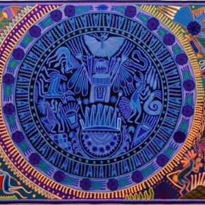 Tabla de estambre de arte huichol - Espectacular