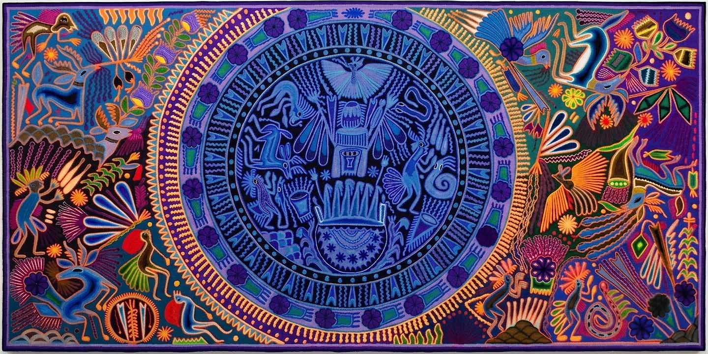 Tabla de estambre de arte huichol - Espectacular