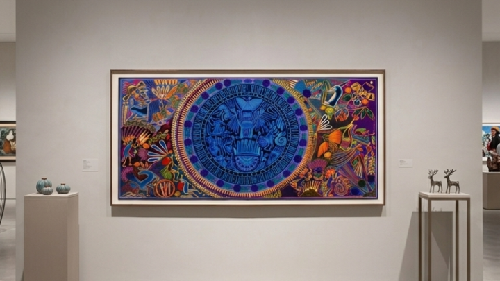 Exposición de Cuadro espectacular de Arte Huichol