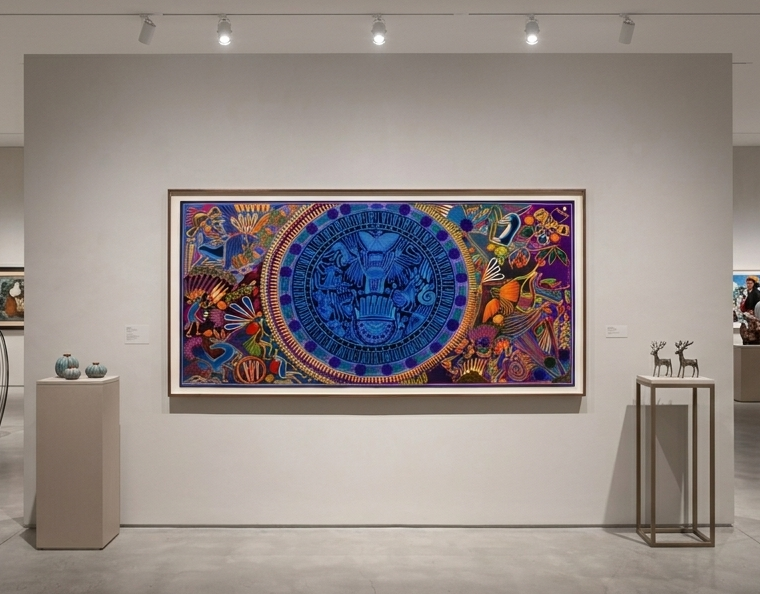 Exposición de Cuadro espectacular de Arte Huichol