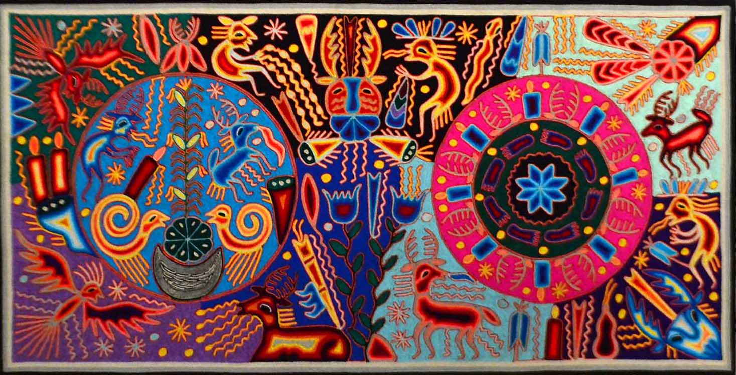 Cuadro de arte huichol, formato rextangular