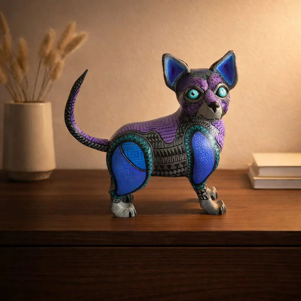 Perrito Chihuahua sobre mesa - Alebrije
