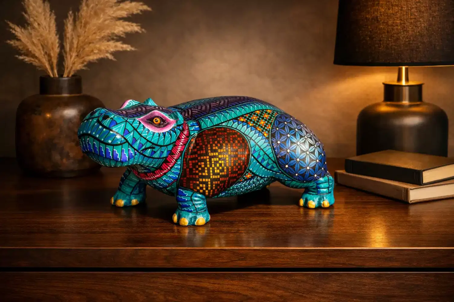 Hipopotamo sobre mueble - Alebrije